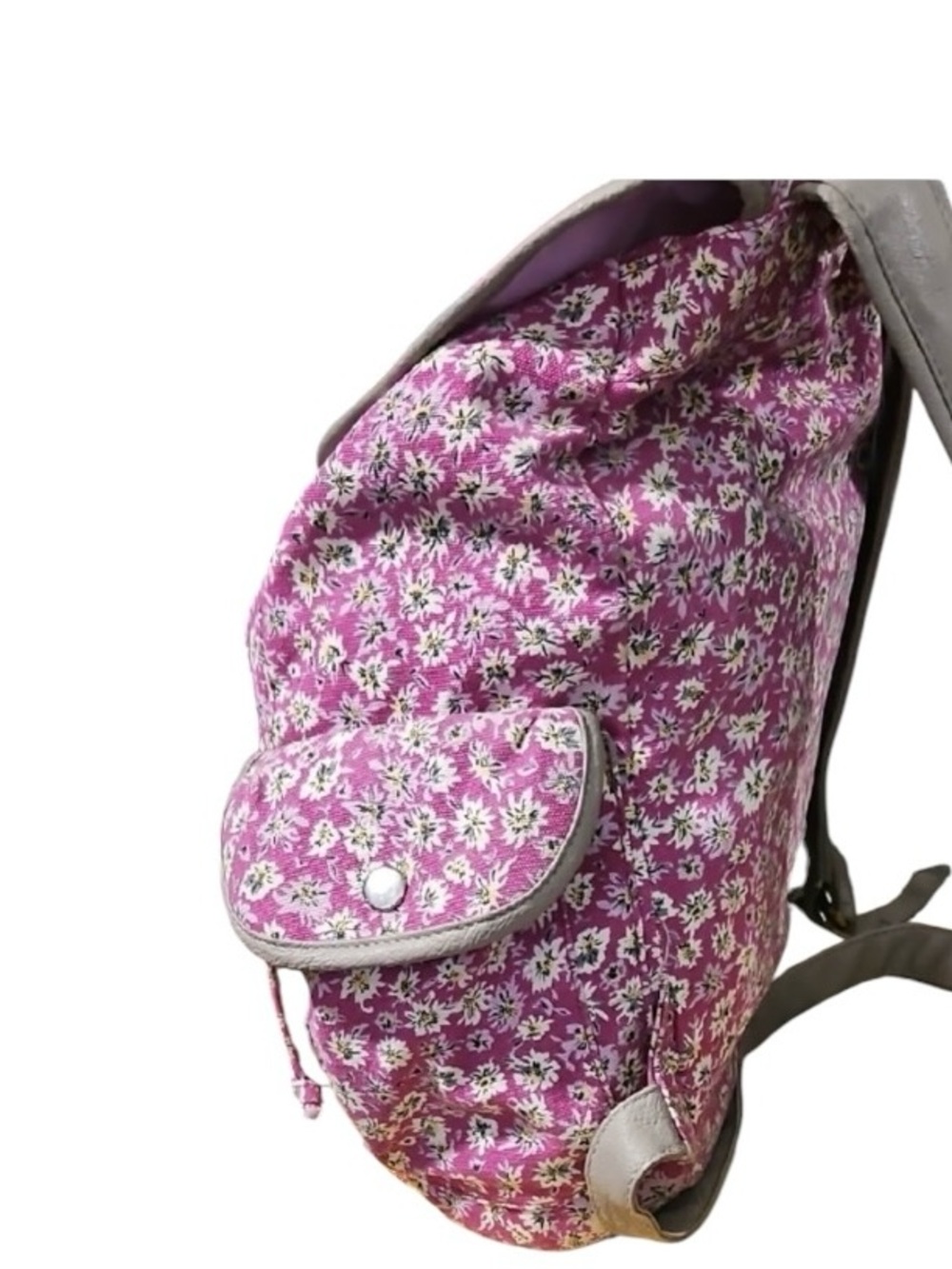 Candies Floral Backpack Cinch Snap Closure Bag Purple Vintage Retro pockets - Picture 2 of 8